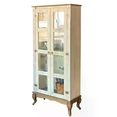 Imagem de Cristaleira 2 Portas Vidro Madeira Maciça Branco Garapa D113 Shop Jm