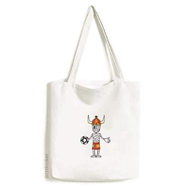 Imagem de Bolsa de lona com desenho de tomara que caia espanhol futebol múmia bolsa de compras casual
