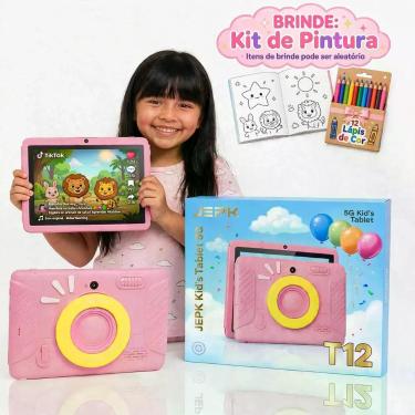 Imagem de Tablet Infantil T12 Kids Rosa 4/64GB Com Acessorios e Android 15.0 Pla