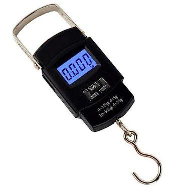 Imagem de Balança Digital Portátil Gancho P/Pesca bagagem 50 Kgs Cbr1046 - Commerce Brasil