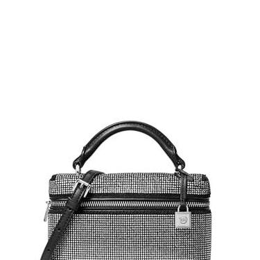 Imagem de Michael Kors Bolsa transversal Jana Extra Pequena com Alça Superior, Ferragens Prateadas/Strass Hot Fix/Preta