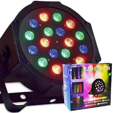 Imagem de Refletor Canhao 18 Leds Display Digital RGB Mini Strobo Festas Luz Iluminacao Bivolt (Led Mini Par 18 pcs)