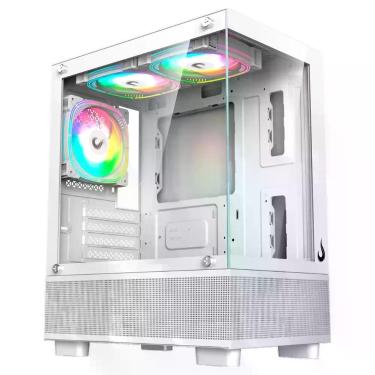 Imagem de Gabinete Gamer Crystal Glass 02 Mid Tower M-ATX ITX Vidro Temperado sem Fan Branco Rise Mode RM-CA-CY-02-FW