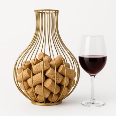 Imagem de Garrafão Porta-Rolhas Decorativo Dourado – 30cm | Elegância para Amantes de Vinho