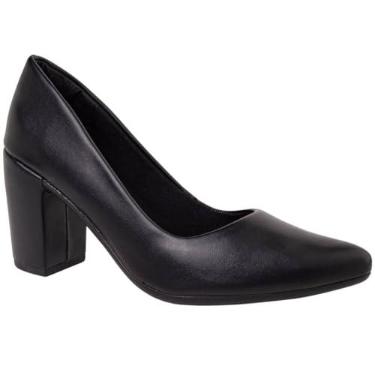 Imagem de Sapato Scarpin Feminino Salto Alto Bloco Grosso Social Casual Via Angel 7701 (Preto, BR, Adulto, Numérico, 36)