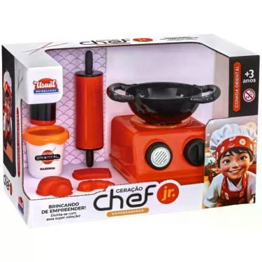 Imagem de Kit de Massinha Infantil Geração Chef Jr. Empreendedor para Culinária Oriental com Fogão e Acessórios Usual Plastic