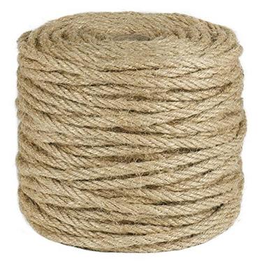 Imagem de Tenn Well Corda de juta de 5 mm, corda grossa torcida de 4 camadas para jardinagem, artesanato, agrupamento, poste para arranhar gatos, decorações de Natal, projetos de macramê