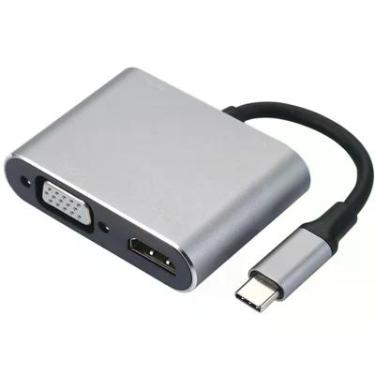 Imagem de Conversor Fy Multifuncional 4 Em 1, USB Tipo-C Até 4K Resolução, Para HD+VGA+USB 3.0+PD