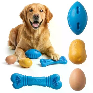 Imagem de 4 Brinquedos Para Cães Pet Mordedor Bolinha Ovo Batata E Osso Borracha