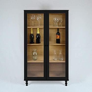 Imagem de Cristaleira Estante Para Livros Ditália C/kit Luz E-957 Cor:preto
