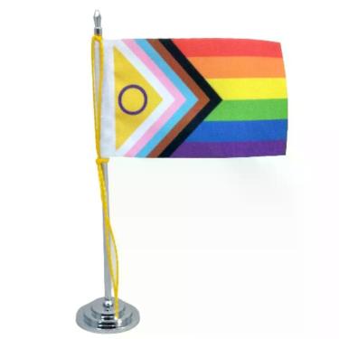 Imagem de Bandeira De Mesa 15 Cm Mastro LGBTQIA+ Intersexo Gay