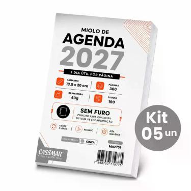 Imagem de Miolo de Agenda 2027 63g 13,5x20 cm Cinza Cassmar 05un