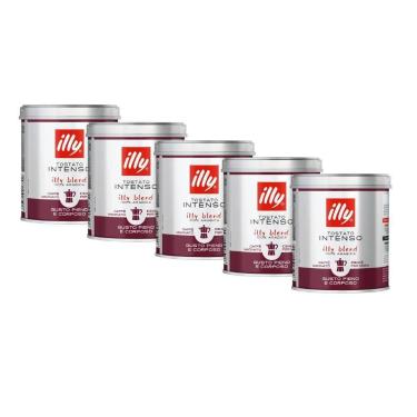 Imagem de Café Moído illy Intenso Moka 125g Kit 5 Latas, Intenso