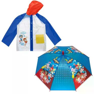 Imagem de Kit Capa De Chuva + Guarda-Chuva Com Estampa Do Lucas Neto Os Aventure