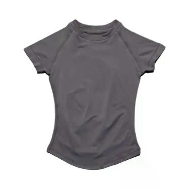 Imagem de Camiseta Esportiva Feminina Respirável E Elástica Com Gola Redonda E M