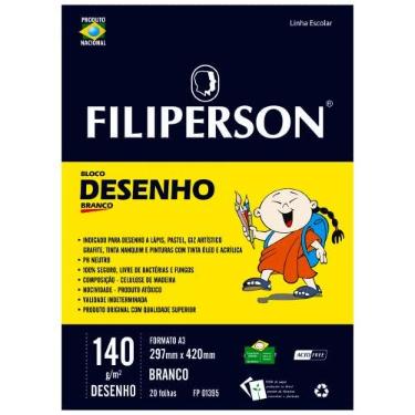 Imagem de Bloco Desenho A3 140g 20Fls. Branco - Filipaper