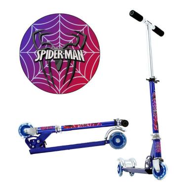 Imagem de Patinete Homem Aranha 3 Rodas Infantil Azul de Alumínio - DM Radical