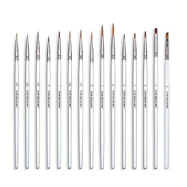 Imagem de Transon Conjunto de pincéis de pintura de detalhes finos, 15 peças para modelos em miniatura, pintura corporal, pintura corporal com guache acrílico, têmpera em aquarela e tinta a óleo