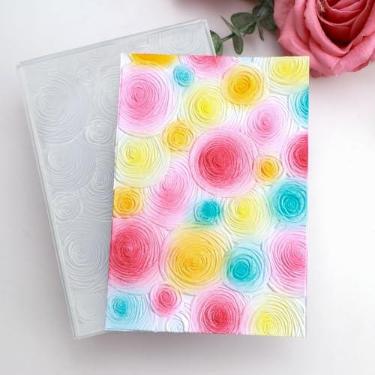 Imagem de BAOFALI Pasta de gravação em relevo 3D para fazer cartões, linda flor padrão espiral textura de plástico desvanece modelo de pasta de gravação para scrapbooking álbum de cartolina DIY decoração