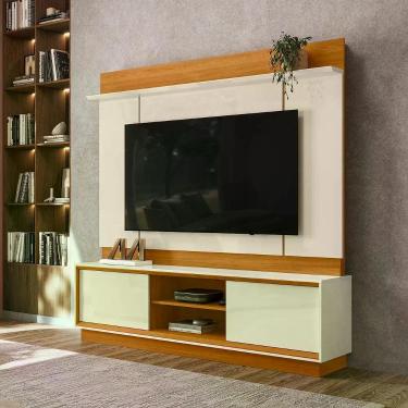 Imagem de Painel de TV Até 75" Aspen M20 183CM MDP com Suporte Home Theater Cinamomo e Off White D'Rossi