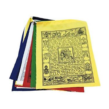 Imagem de Conjunto de 10 bandeiras de oração tibetana, cavalo de vento, oito símbolos auspiciosos