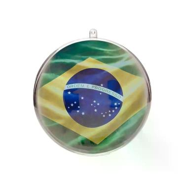 Imagem de Kit 10 Esferas De Acrílico 9cm Com Encarte Bandeira Brasil - Russo Art