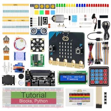 Imagem de Freenove Ultimate Starter Kit para BBC Micro:bit (V2 incluído), tutorial detalhado de 316 páginas, 225 itens, 44 projetos, blocos e código Python