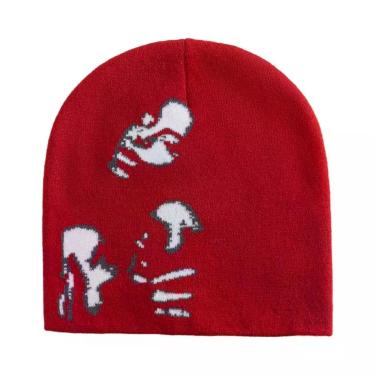Imagem de Gorro De Lã Tricotado Estampado Y2K Unissex, Acessórios De Moda Hip Ho