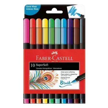 Imagem de Caneta Hidrográfica Supersoft Brush 150710soft 10 Cores - Faber Castell