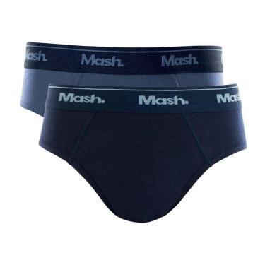 Imagem de Kit 2 Cuecas Slip Algodão Infantil Mash, G, Azul jeans escuro