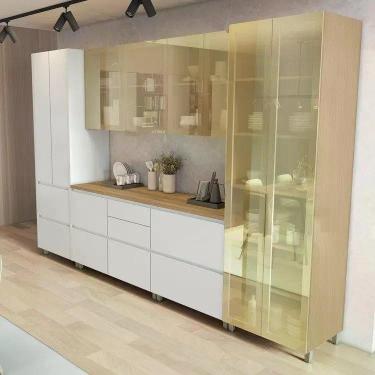 Imagem de Cozinha Rainha 6 Peças 10 Portas Cristaleira Reflecta 100% MDF Branco 