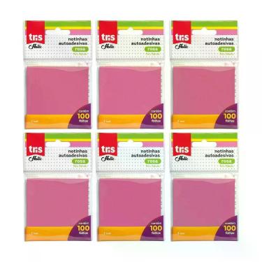 Imagem de Kit Nota Autoadesiva Tris - Pop 76x76mm Rosa 100 Folhas