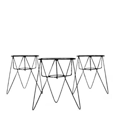 Imagem de Kit 3 Suporte Tripé Alto de Ferro Reforçado para Plantas, Vasos de Boca 21 com Fundo e Alturas Ajustáveis - Suporte para Flores, Plantas de Chão e Vaso de Planta em Jardim/Sala(ALTURA = 30CM)