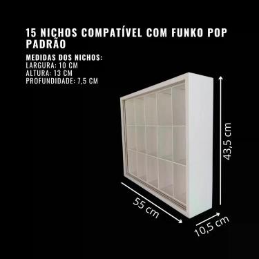 Imagem de Expositor 15 nichos - compatível com funko pop 37-1 - Genérica, Branco