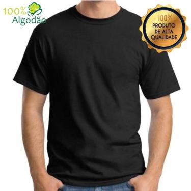 Imagem de Camisa Preta Camiseta Masculina Básica 100% Algodão Premium 30.1 - LP 
