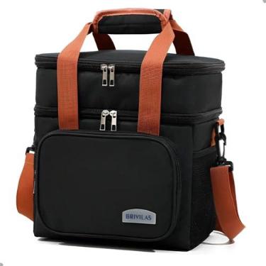 Imagem de Bolsa De Mão Mochila Térmica Multiuso Viagem Praia Piscina Isolamento Térmico Alta eficiência transversal Marmita, Cerveja Gelada, Viagem, Praia, Academia e Trabalho Bolsa (Preto)