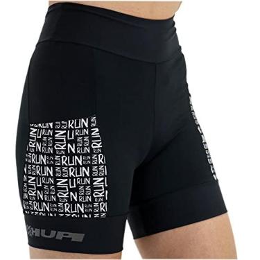 Imagem de Bermuda de Compressão para Corrida Hupi Run Run Feminina Curta, Cor: Preto, Tamanho: Gg