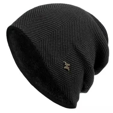 Imagem de Gorro Peluciado Unissex de Inverno Xthree Acrílico Preto Estiloso Simples e Moderno Adulto