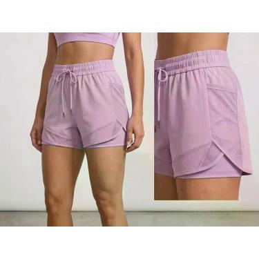 Imagem de Shorts Duplo Feminino Fitness Poliamida Com Bolso Em Redinha - Sem Mar