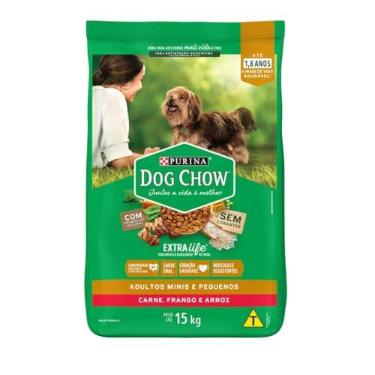 Imagem de Ração para Cães Adultos de Raças Pequenas Purina Dog Chow, 15kg | Sabor Frango e Arroz