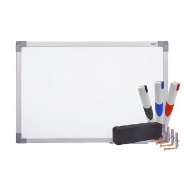 Imagem de Kit Quadro Branco Uv Moldura Mdf Revestido Aluminio Soft STALO, 60x40
