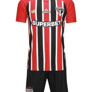 Imagem de Kit Infantil São Paulo FC Listrado 2025 Conjunto, Vermelho, T28 12Anos
