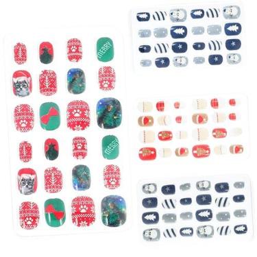 Imagem de DOITOOL 4 adesivos de unhas infantis festao de natal festão de natal falsa de cobertura completa curta desenhos de unhas para unhas de acrílico decalques para unhas ponta das unhas