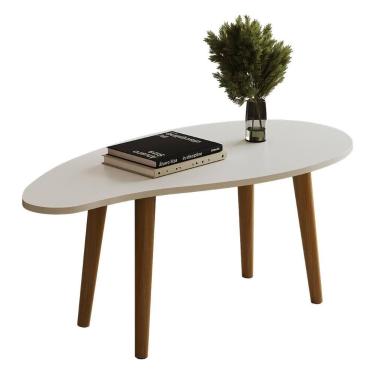 Imagem de Mesa de Centro Orgânica Oval G7005 Pés de Madeira Maciça - Loja DoceLa