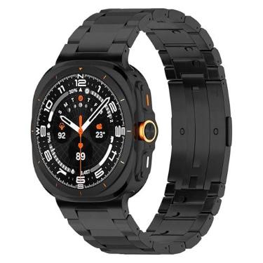 Imagem de LDFAS Para Galaxy Watch Ultra 2025, pulseira de relógio de metal de titânio com fivela oculta, estilo clássico, compatível com Samsung Galaxy Watch 7 Ultra de 47 mm, Preto, 47mm, Moderno