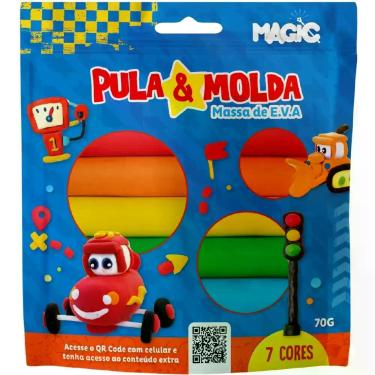 Imagem de Massa para Modelar Criativa Carros 7CORES 70G Pula e Molda - Magic KID