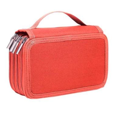 Imagem de Estojo Box Grande BakPak Unissex 4 Zípers Quadrado Divisória (Laranja)