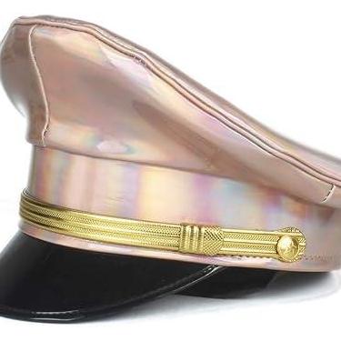 Imagem de Chapéu De Feltro Elegt Chapéu Militar De Couro Unissex Para Mulheres Homens Germy Officer Visor Exército Chapéu Cortical Polícia Cap Cosplay Halloween Chapéu Fay Dress U, Gold, 7.25