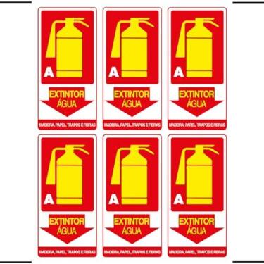 Imagem de Combo 6 Placas De Sinalização Extintor A Água Madeira, Papel, Trapos E Fibras 15X30 Ekomunike - X-702 F9e