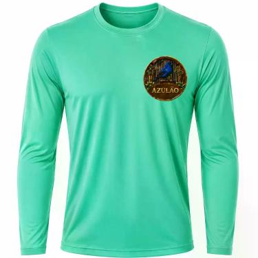 Imagem de Camisa Uv +50 Pássaro Azulão - Proteção Solar cor:Verde JadeTamanho:G 